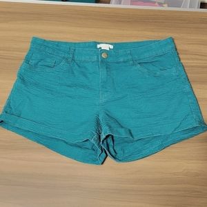 H&M Blue Teal Crepe Crincle Shorts Turquoise